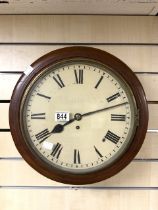 ANTIQUE MAHOGANY ENGLISH FUSEE DIAL WALL CLOCK F STEVENS 84 GOLDSTONE VILLAS HOVE