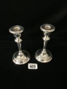 A PAIR OF HALLMARKED SILVER BALUSTER CANDLESTICKS, RUBBED DATE LETTER, S BLACKENSEE & SON LTD. 16.