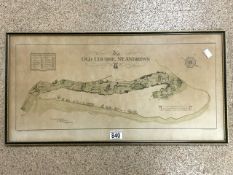 THE OLD COURSE ST ANDREWS ARCHITECT 1924 DRAWING FRAMED AND GLAZED 68 X 34CM