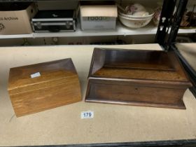 LARGE WOODEN TEA CADDY WITH ONE OTHER BOX 33 X 23CM