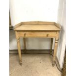 VICTORIAN BLEACH PINE TABLE WITH SINGLE DRAWER 76 X 48CM