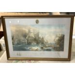 LARGE PRINT OF THE BATTLE OF TRAFALGAR AT 2.30PM BY W.L.WILLIE 103 X 76CM FRAMED AND GLAZED