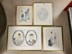 FOUR FRENCH FASHION PRINTS ( LA VIE PARISIENNE ) LARGEST 63 X 46CM