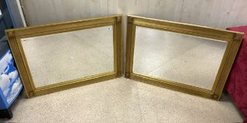 TWO MODERN BEVELLED EDGED WITH GILDED BORDERS WALL MIRRORS 110 X 79CM