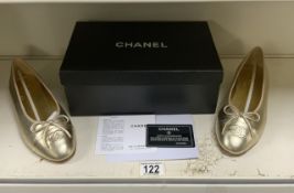 ORIGINAL PAIR OF CHANEL SHOES 37C BALLERINA FLATS WITH BOX AND PAPERWORK