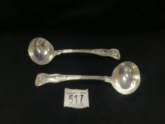 HALLMARKED SILVER KINGS PATTERN SERVING SPOONS 204 GRAMS DATED 1835
