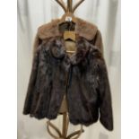 TWO BROWN FUR JACKETS ONE A/F 14/16 SIZE