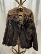 TWO BROWN FUR JACKETS ONE A/F 14/16 SIZE