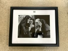 BLACK AND WHITE PHOTOGRAPH OF NUNS FRAMED AND GLAZED 60 X 49CM