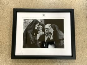 BLACK AND WHITE PHOTOGRAPH OF NUNS FRAMED AND GLAZED 60 X 49CM