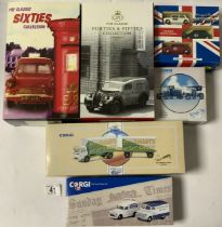 SIX DIECAST MODEL ROYAL MAIL DELIVERY VANS, A CORGI BILLY SMARTS CIRCUS TRANSPORT LORRY AND OTHERS.