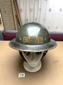 WWII ALAN WEST WORKS (BRIGHTON-BASED COMPANY) FIRE BRIGADE HELMET WITH INNERS