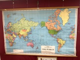 VINTAGE SCHOOL PHILIP'S THE WORLD MAP 186 X 120CM