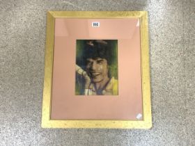 PIETRO PSAIER ( 1934 - 2004 ) MIXED MEDIA (MICK JAGGER) LOS ANGELES ART SHOW ON VERSO 60 X 53CM