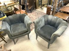 PAIR OF SHELL SHAPED ARMCHAIRS DRESSED IN VELVET