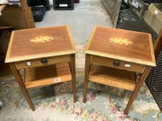 PAIR OF BEDSIDE CHEST WITH DECORATION TO TOPS AND SINGLE DRAWER