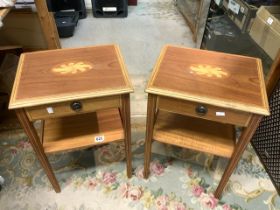 PAIR OF BEDSIDE CHEST WITH DECORATION TO TOPS AND SINGLE DRAWER