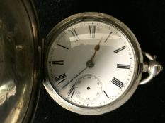 VICTORIAN 800 SILVER ENGINE TURNED FULL HUNTER POCKET WATCH, THE MOVEMENT BY ALLIANCE WATCH CO