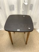 VINTAGE WOODEN TABLE ON FLUDE LEGS 54 X 53CM