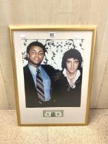 MOHAMMED ALI AND ELVIS WITH A ONE DOLLER, PRINT FRAMED AND GLAZED 53 X 70CM