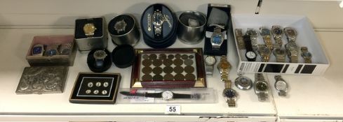 A VIRGIN ATLANTIC LTD EDITION TIME ZONE WRIST WATCH AND A COLLECTION OF OTHER GENTS QUARTZ