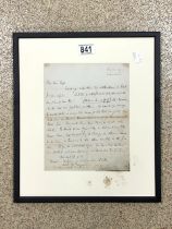 JOHN GALSWORTHY (1867-1933) ENGLISH NOVELIST AND PLAYWRIGHT. HANDWRITTEN LETTER TO MISS PUGH