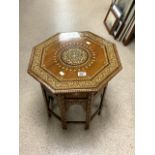 HIGHLY DECORATED BONE INLAID OCTAGONAL TABLE 50CM