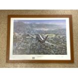 SIGNED BRITISH AIRWAYS PRINT (HONG KONG FINAL APPROACH) BY RONALD WONG 144/500 76 X 56CM