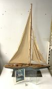 A PAINTED MODEL RACING YACHT - THE FLYING FIFTEEN 1947 - 1997 CLASSIC SERIES COWES.