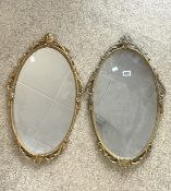 TWO METAL GILDED WALL MIRRORS 67 X 40CM