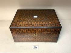 VICTORIAN INLAID SEWING BOX/WRITING SLOPE 31 X 23CM