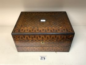 VICTORIAN INLAID SEWING BOX/WRITING SLOPE 31 X 23CM