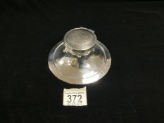 HALLMARKED SILVER CIRCULAR CAPSTAN INKWELL WITH TORTOISE SHELL INSET LID, BIRMINGHAM 1916, HENRY