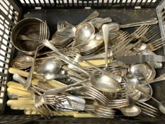 A QUANTITY OF SILVER-PLATED CUTLERY.
