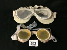 TWO PAIRS OF MILITARY PILOT/DISPATCH GOGGLES.