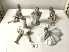 FIVE NAO PORCELAIN FIGURES OF CHILD BALLET DANCERS.