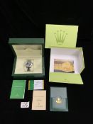 A ROLEX COPY STAINLESS STEEL AUTOMATIC WRIST WATCH, IN BOX.60