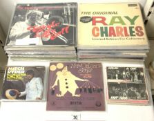 QUANTITY OF LPs - ROLLING STONES, RAY CHARLES AND MORE, AND SINGLES - EDDIE AND THE HOT RODS AND