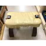 VINTAGE LEATHER CAMEL STOOL