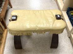 VINTAGE LEATHER CAMEL STOOL