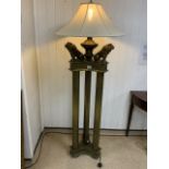 BRONZED STANDARD LAMP AS THREE COLUMN'S WITH THREE LIONS BOUGHT FROM KESTERPORT 175CM