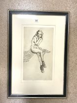 FRANK VERNON MARTIN (ENGLAND) DRY POINT ETCHING ON COPPER CIRCA 1965 WITH HAND TINTING OF GLENDA