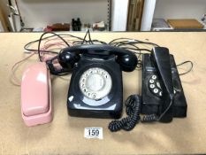 THREE VINTAGE TELEPHONES INCLUDES TRIM PHONE