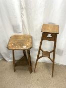 ARTS N CRAFTS OAK TWO TIER PLANT STANDS