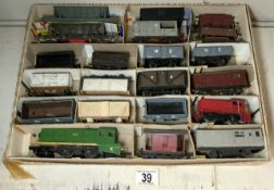 SCRATCH BUILT WOODEN 22-PIECE TRAIN SET IN BOX.