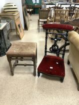 ANTIQUE OAK STOOL WITH PRAYER CHAIR