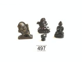 MINIATURE BRONZES THAI OPIUM WEIGHT, TIBETAN AND TWO HIMALAYAN BRONZES