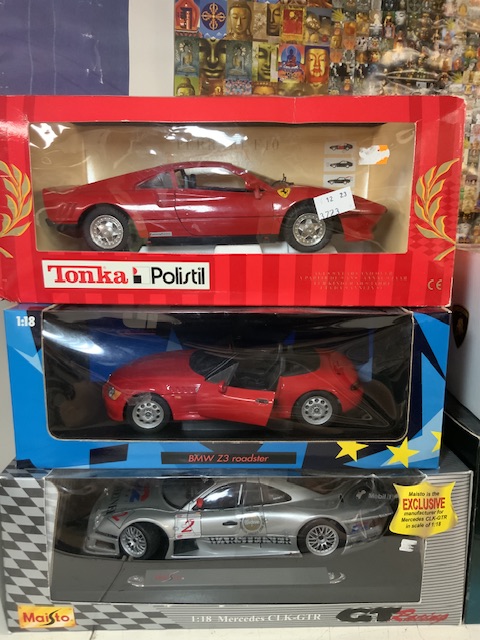 TONKA MODEL FERRARI IN BOX, MAISTO MERCEDES CLK GTR AND THREE OTHER MODEL SUPER CARS. - Image 2 of 4
