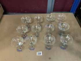 TWELVE VINTAGE BABYCHAM GLASSES