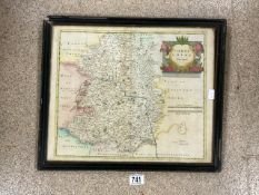 MAP OF SHROPSHIRE BY ROBERT MORDEN 104 X 74CM